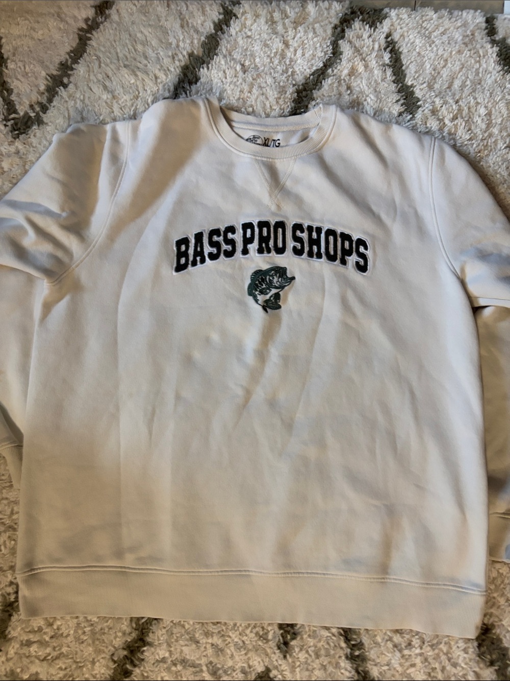 Bass Pro Shops White Crewneck with Embroidered Logo